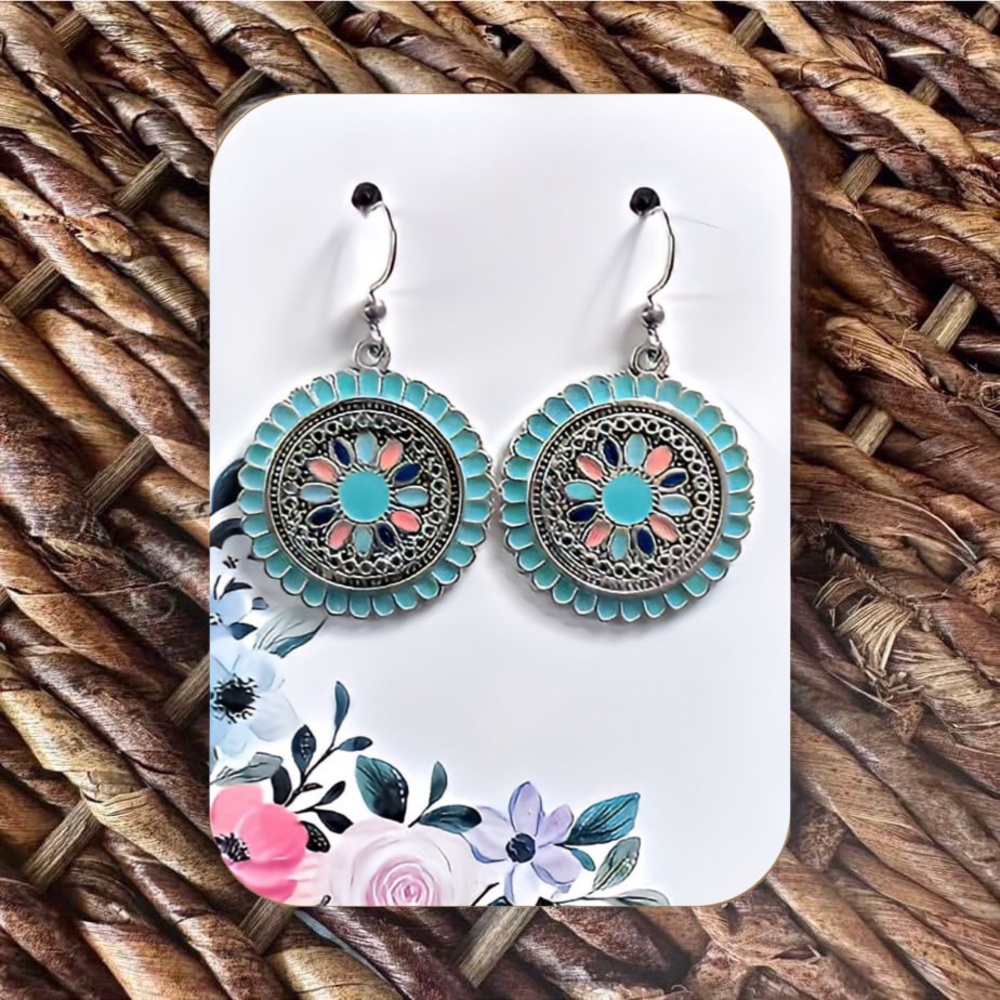 New Colorful Pendant Earrings (Style 3) (1.75” long x 1” wide)